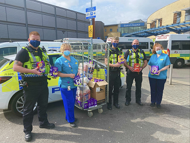 BTP officers deliver eggs to a hospital