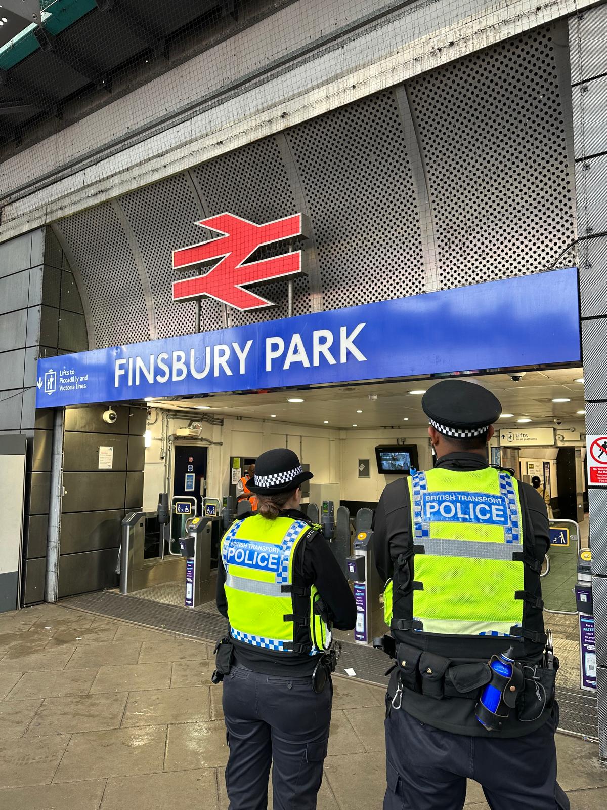 Officers standing outside Finsbury Park