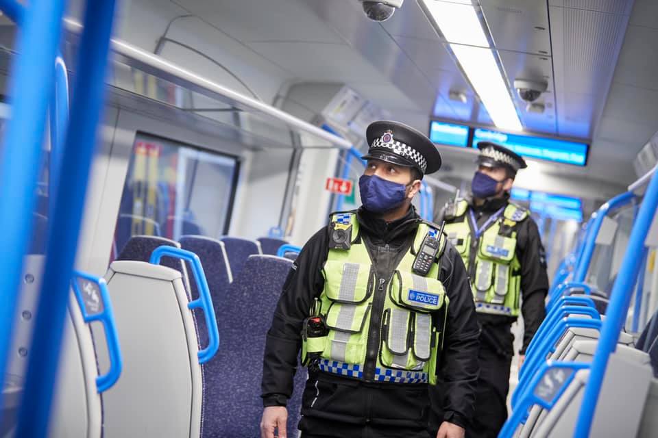 BTP officers on train